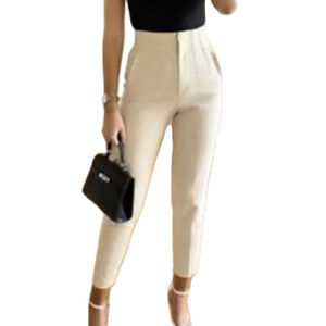 Zara High Waisted Cream Ankle Office Workwear Pants SZ Large